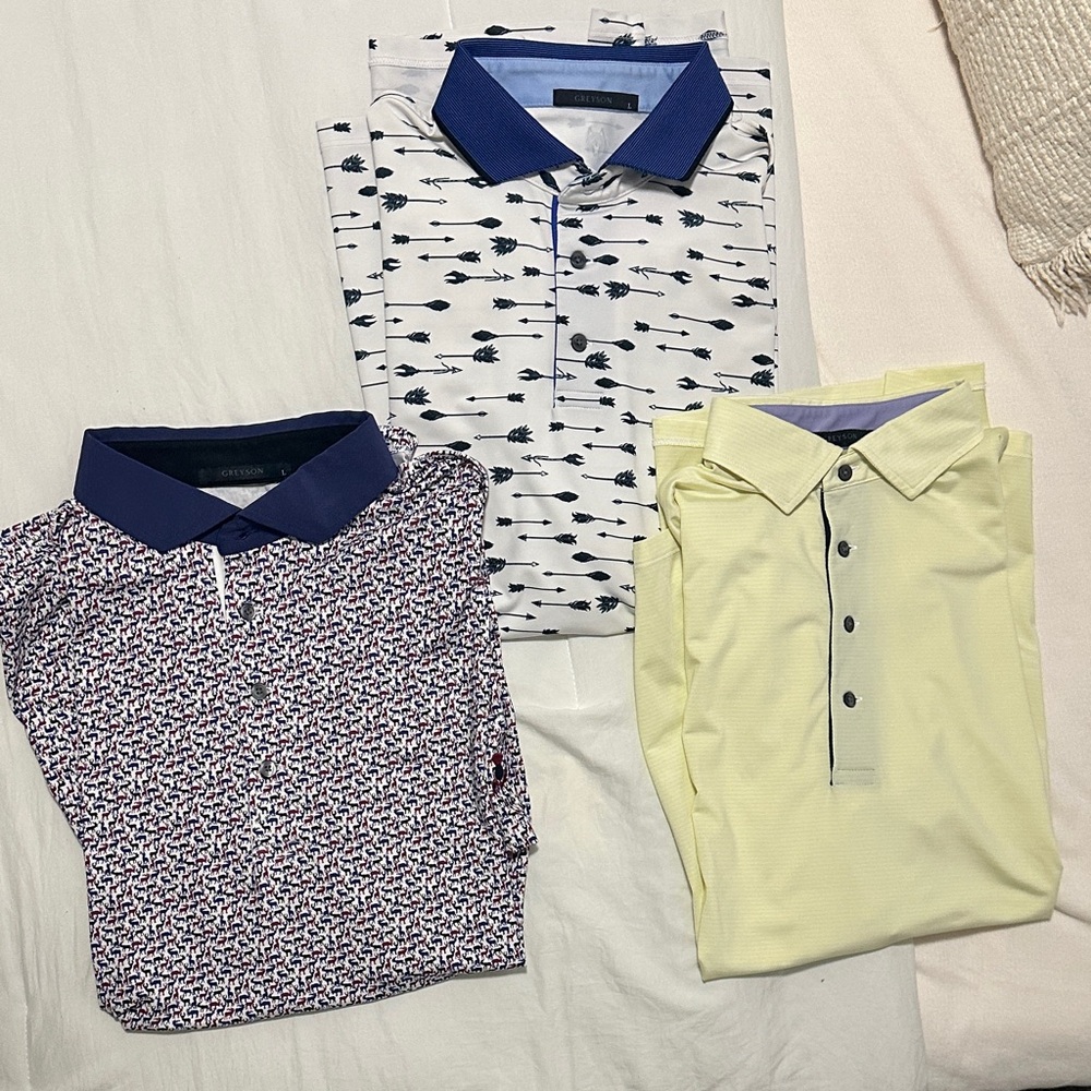 Greyson Men's Polo Shirts - Blue, White, Yellow